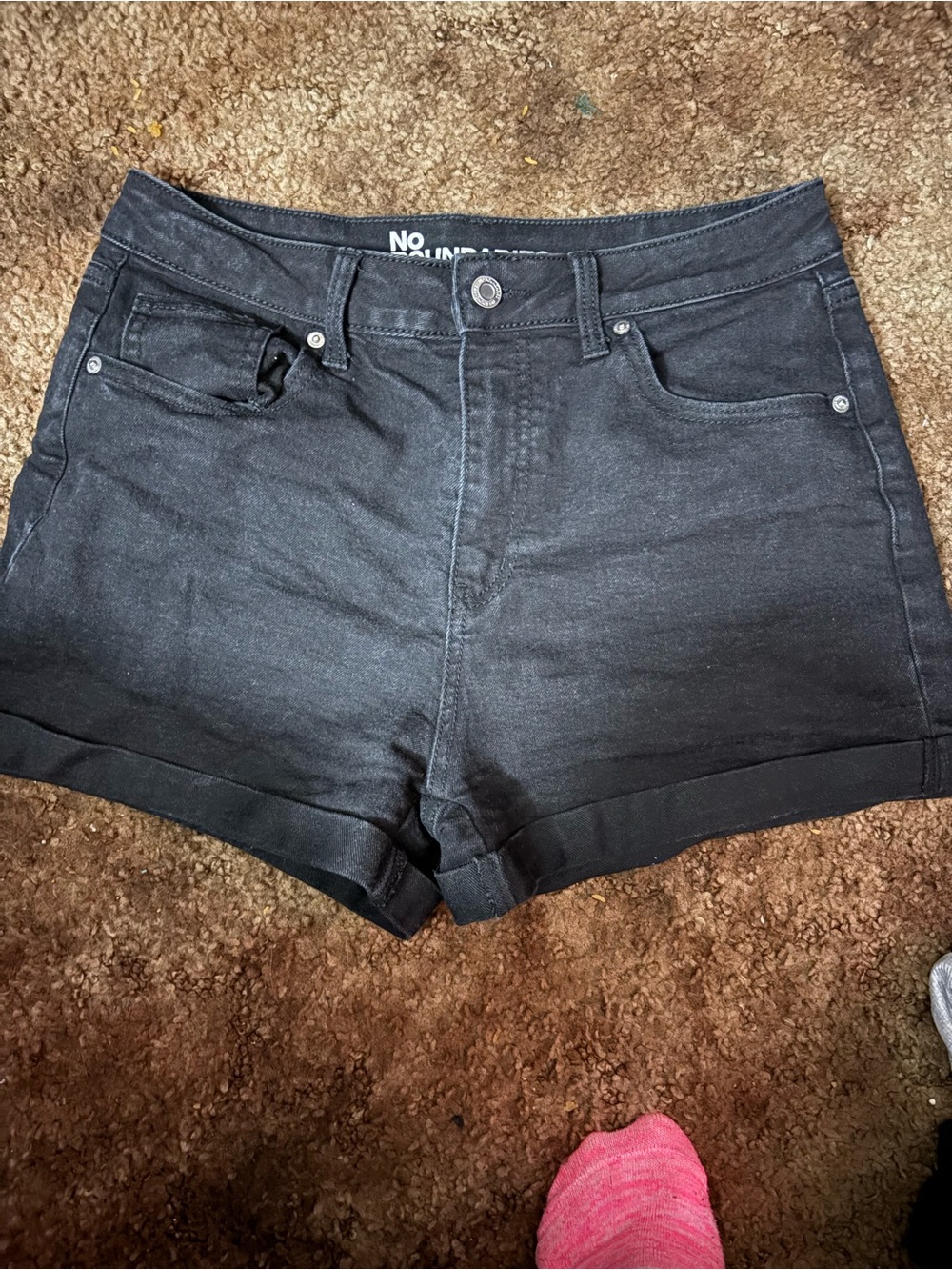 No Boundaries Black Cuffed High-Rise Denim Shorts